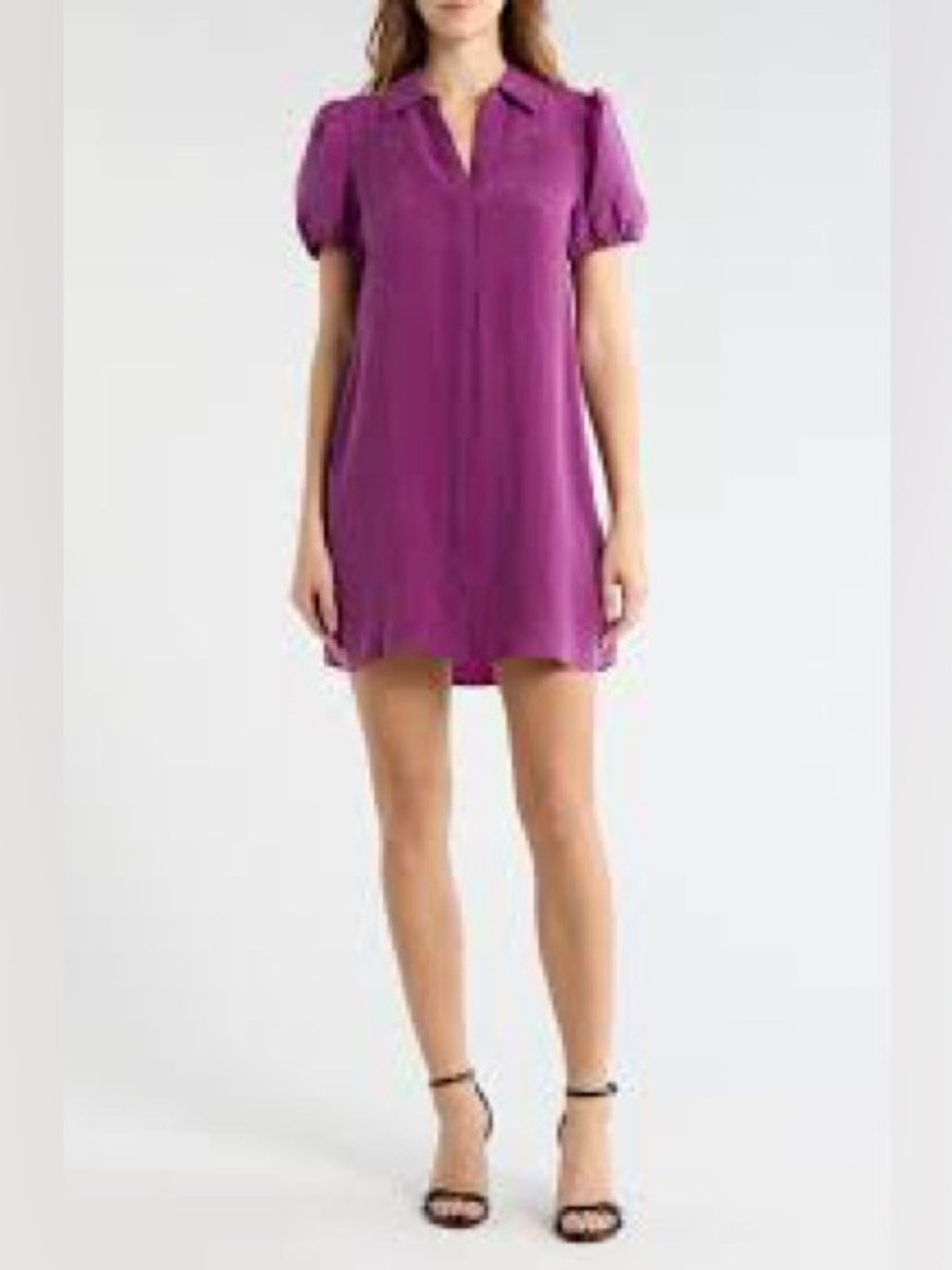 Alice + Olivia Purple Puff-Sleeve Mini Dress
